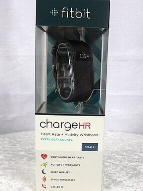 Fitbit Charge HR Heart Rate Activity Wristband Small Black Fitness Tracker NIB